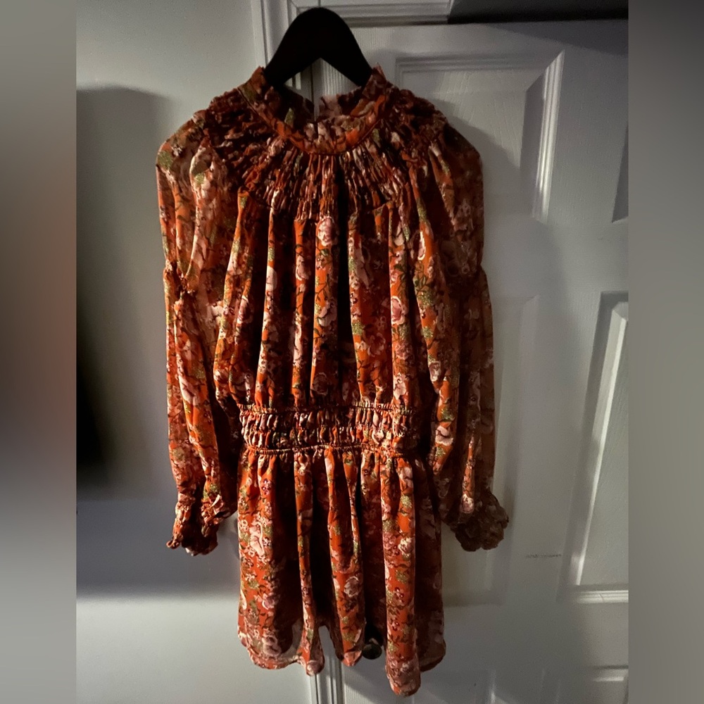 En Saison Size M Floral Orange Mini Dress